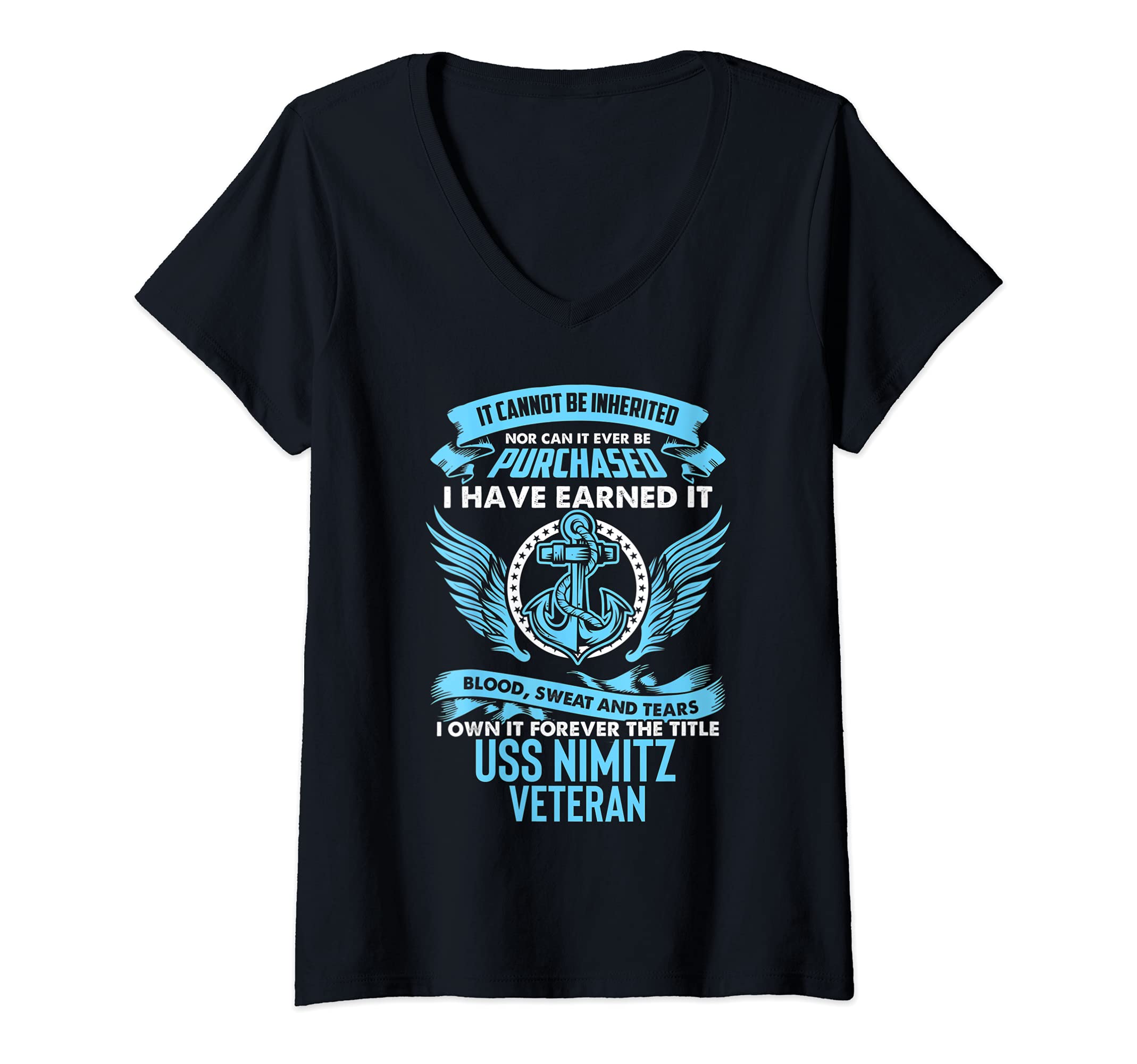 Womens USS Nimitz CVN-68 Aircraft Carrier V-Neck T-Shirt