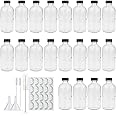 Maredash 20 Pack Clear Glass Bottles With Black Lids - 8oz, Includes Labels, Funnel, Dropper & Brush - View #9