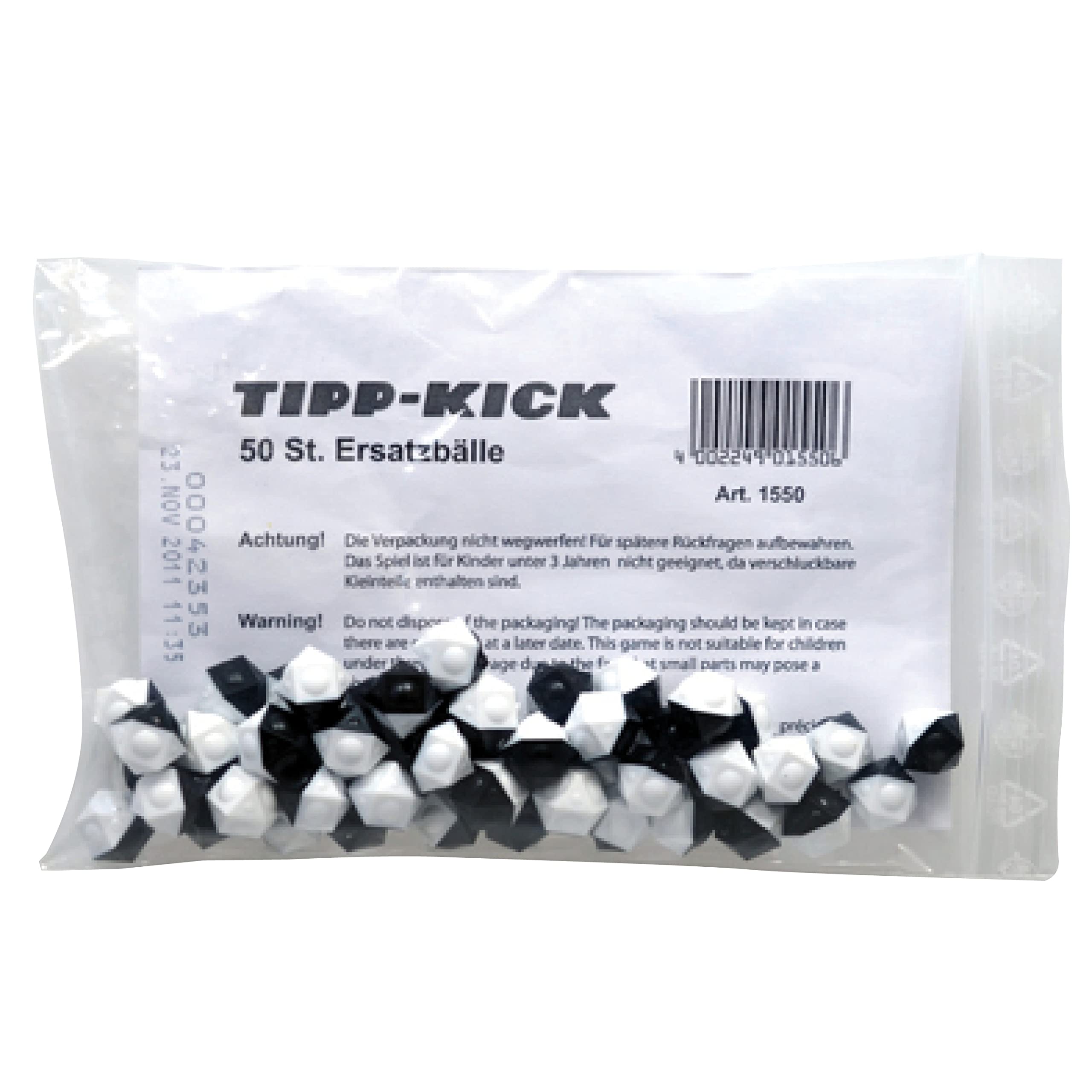 TIPP-KICK spare balls, 50 pieces I Original game accessories I Spare parts I Black/White