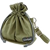 Nature Collection Bag for Rock,Leaf, Pine Cones, Beach Glass, Kids, Teens &amp; Women Canvas Crossbody Treasure Hunting Bag with Drawstring Closure,Sand-Sifting Mesh Bottom &amp; 2 Compartments Army Green