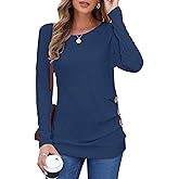 MOLERANI Women's Long Sleeve Tunic Tops Wear with Leggings Fall Shirts Crewneck Casual Button Tshirt 2025 Winter Clothes