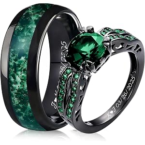 SEKECHIKU Custom Wedding Rings for Him and Her Personalized Matching Rings for Couples Set Engraved Promise Ring for Women Me