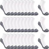 LITERRA 30 Pairs Ankle Socks For Little Boys 4-12 Years Old | Thin, Breathable Athletic Black/White/Grey Kids Socks Bulk Pack