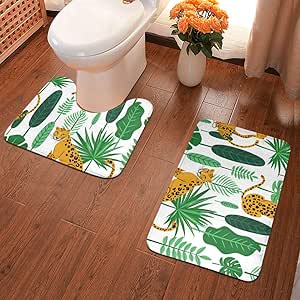 Alfombra de baño con diseño de Leopardo sin Costuras, 2 Piezas