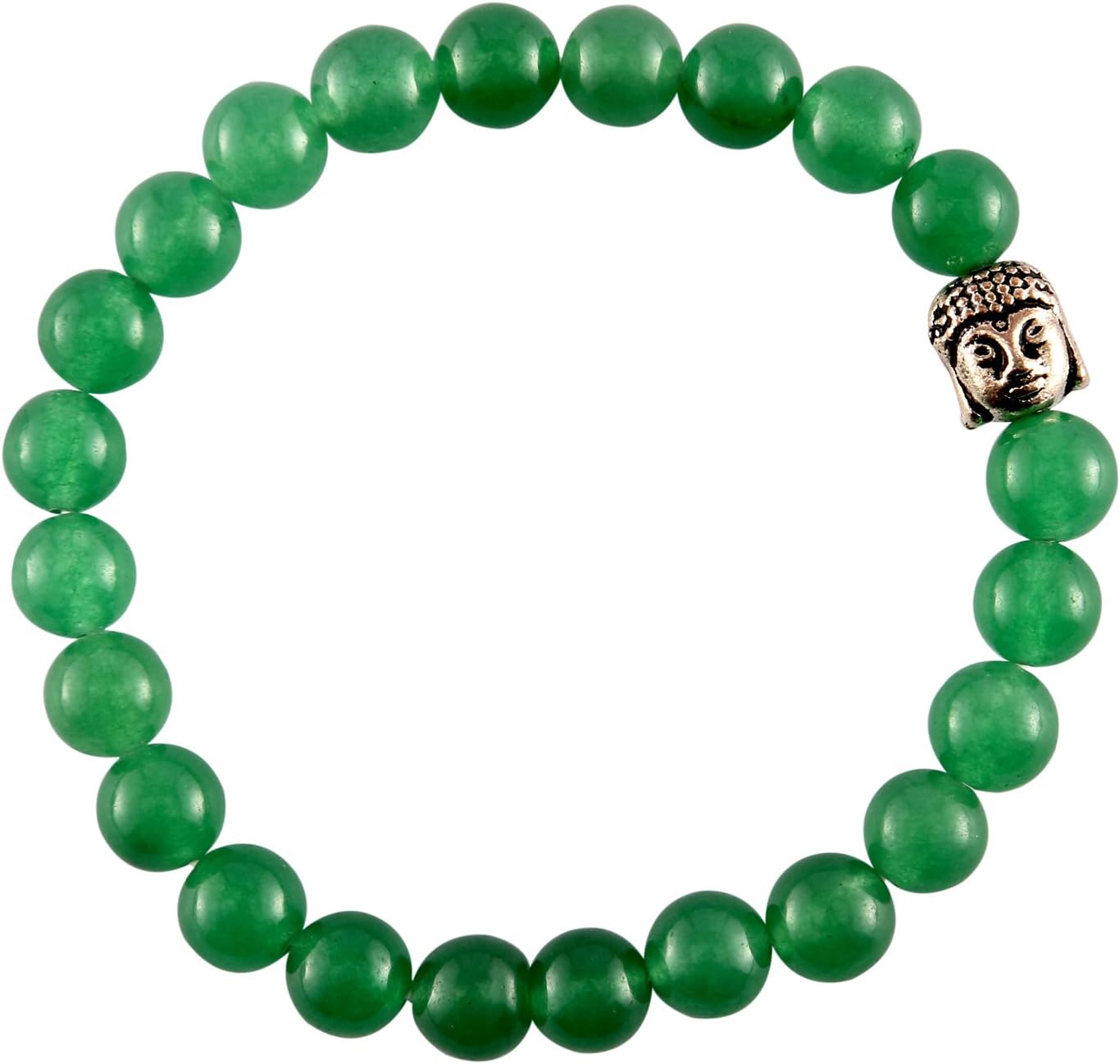 Aatm Natual Healing Gemstone Green Aventurine Buddha Beaded Charm Bracelet for Healing and Meditation (Beads Size - 7-8 mm) Year Sale
