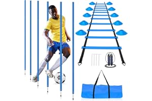 HOTOOLME Agility Training Poles Equipment Soccer Training Equipment includes 6 Agility Poles,Agility Ladder, 10 Soccer Cones,Jump Rope for Speed Training, Soccer Training, Basketball Athletes & Kids