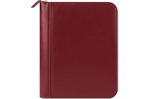 FRANKLIN COVEY FranklinCovey - FC Signature Binder - Leather - Zipper Binder for Planners (Classic, Red)
