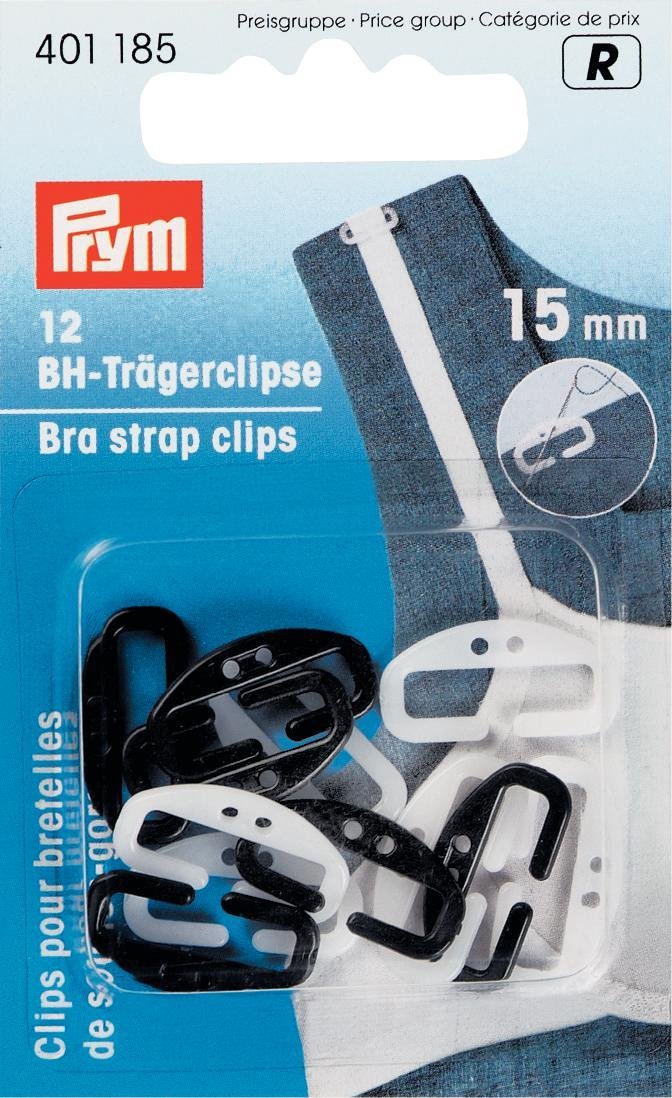 Prym Bra Strap Clips, Black & White, 15mm
