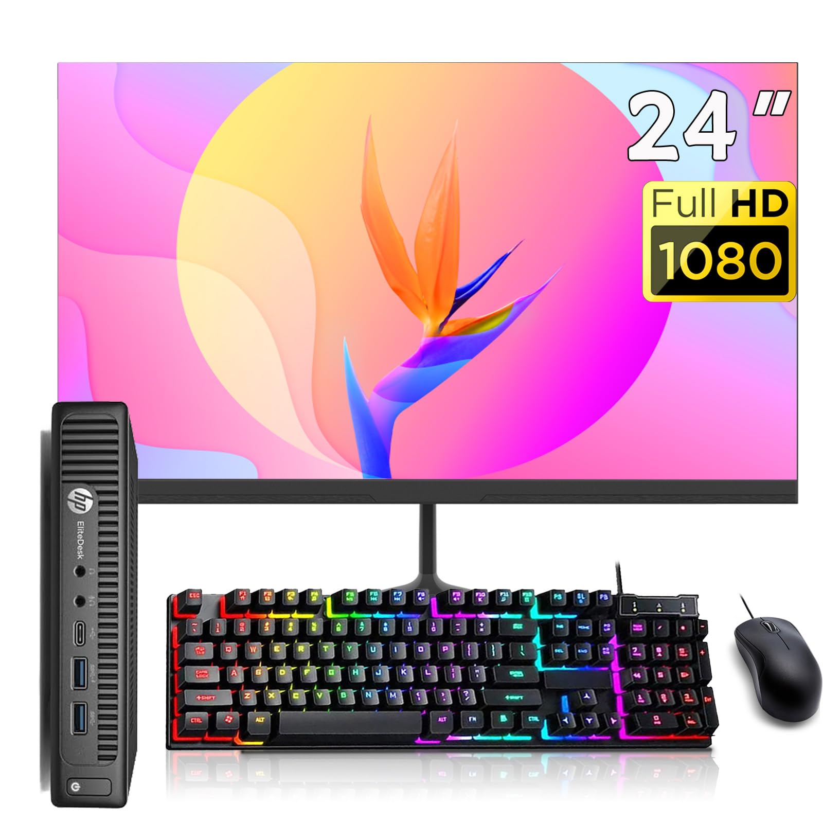 HP Prodesk 600 G2 Desktop Mini Computer PC, 24" FHD Monitor, Core i7 ...