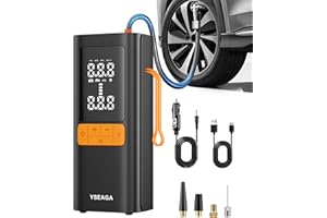 YSEAGA Tire Inflator Portable Air Compressor, 5X Faster 150PSI Car Tire Air Pump for Inflatables, 12V DC Wireless Tire Inflator with Digital Pressure Gauge/LED Light, for Car/Motorcycles/Bicycles/Balls