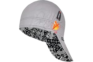 Fullsheild Reversible Welding Cap CAT2 OneSize Flame Resistant Cotton Welder Hat HRC 2 Hood FR High Crown Grey