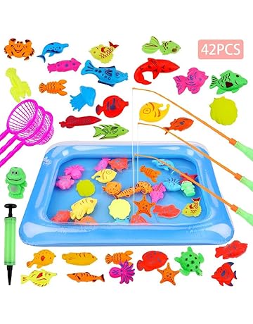 GOLDGE 42PCS Juguete de Pesca para Niño, Juguete de la Flotando Pesca Conjunto para Niños, Juguete Pesca de Diversion y Deportes al Aire Libre para Bebe