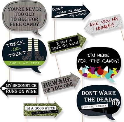 Amazon Com Big Dot Of Happiness Funny Trick Or Treat Halloween Party Photo Booth Props Kit 10 Piece Toys Games