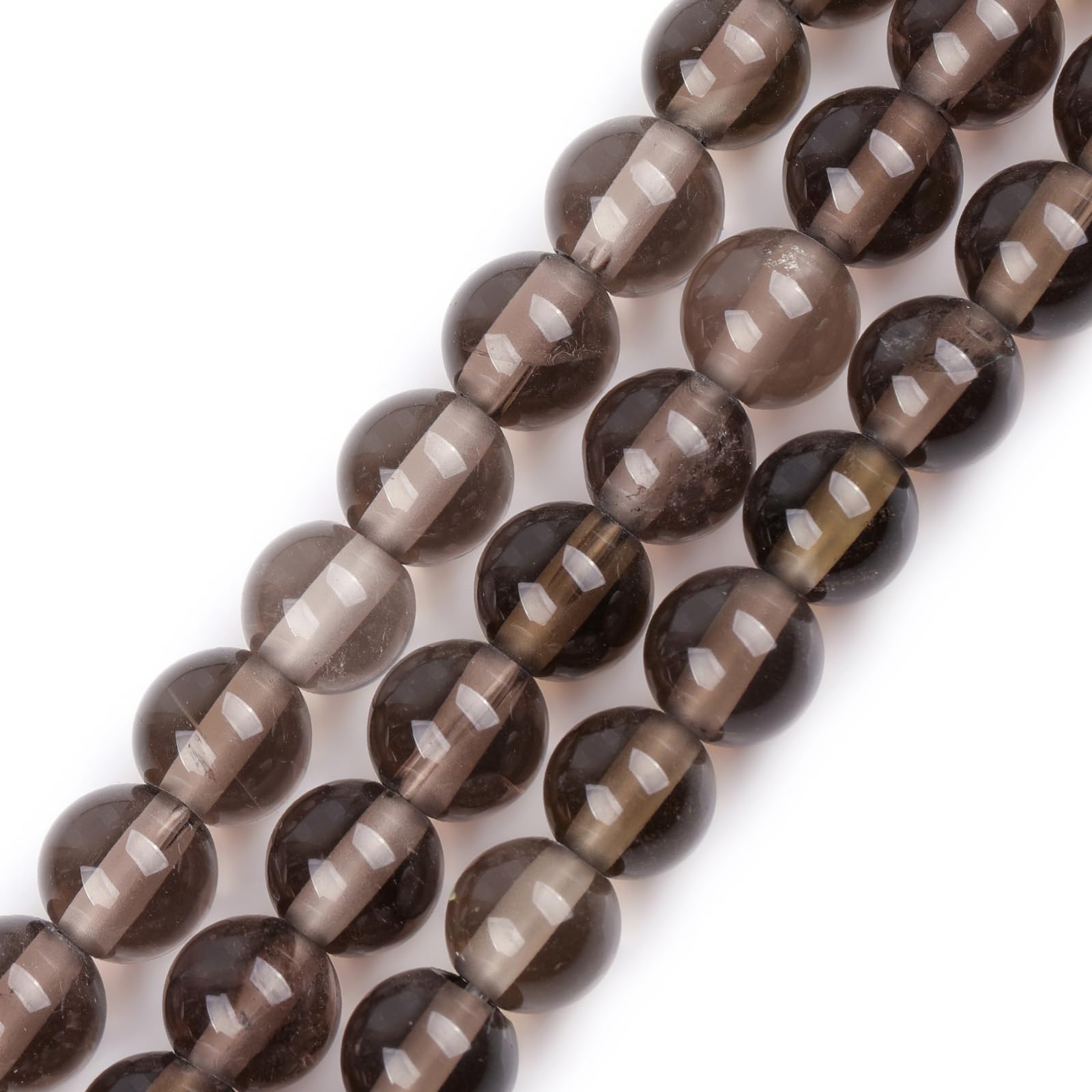 Natural Smoky Quartz Crystal Gemstone Semi Precious Round 10mm Loose Beads for Jewellery Making DIY Bracelet Necklace Crafts 15''