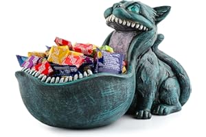 EHUOYAN Cat Candy Bowl Cheshire Cat Statue Large Candy Dish for Office Desk Key Bowl for Entryway Table Indoor Planter Decorative Bowls for Home Big Mouth Cat Gifts