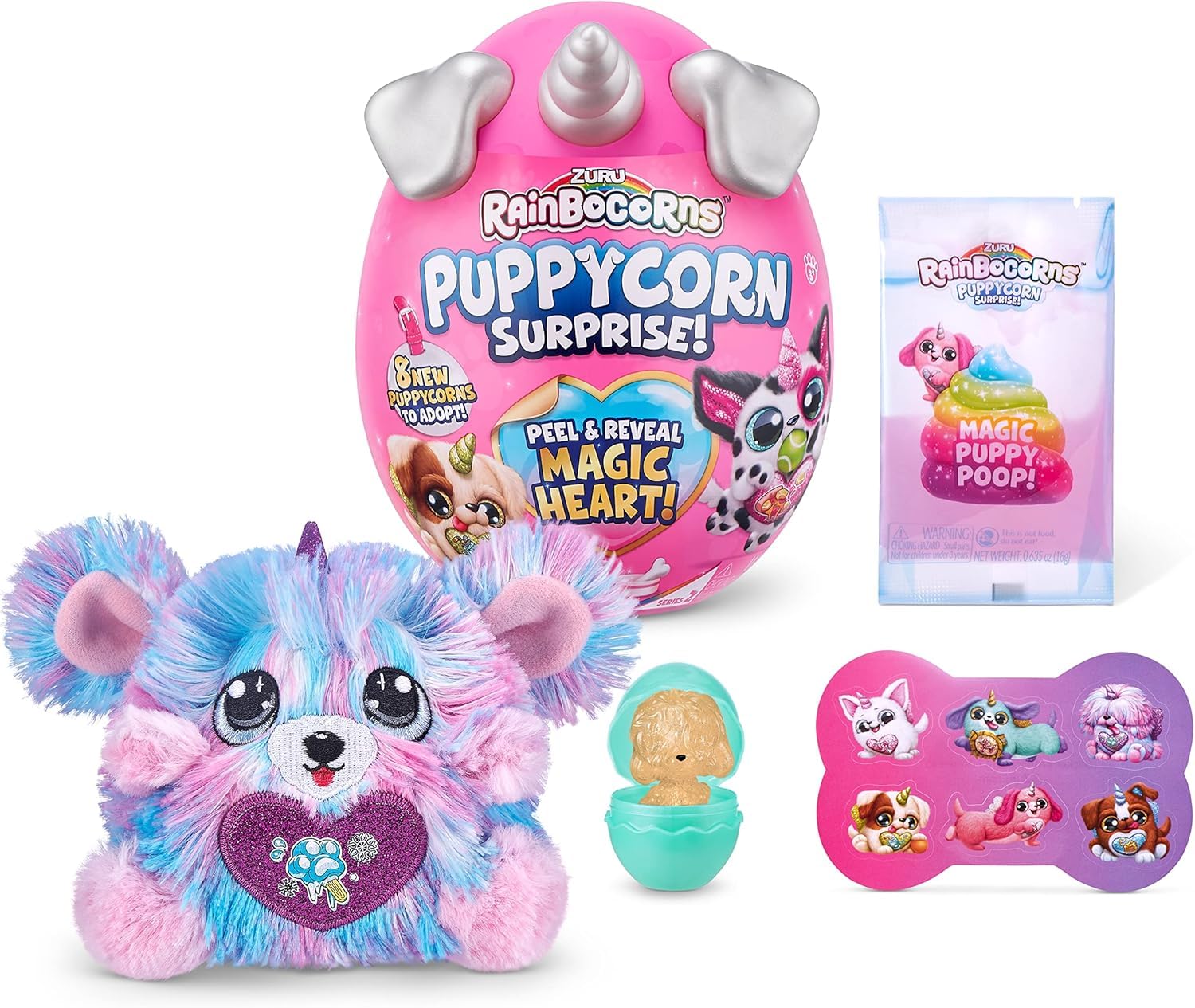 Rainbocorns Sparkle Heart Puppycorn Series 2, Moxie the Komon - Collectible Plush - 7 Layers of Surprises, Peel and Reveal Heart, Ages 3+ — image 1