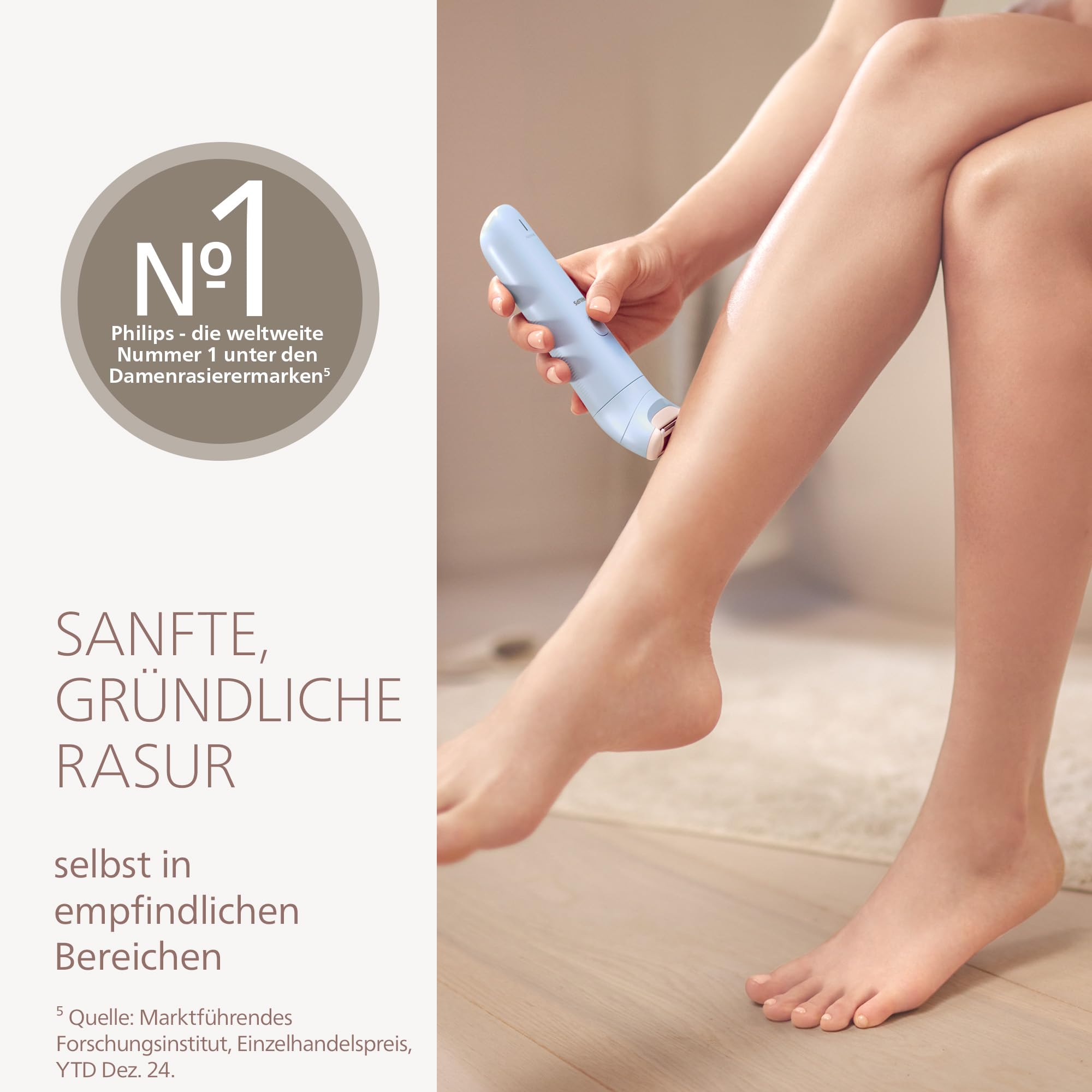 Philips Lady Shaver Series 6000 - kabelloser elektrischer Rasierer für die Nass- und Trockenrasur, 3-Klingen-Rasursystem, für Beine und Körper, 80 Min. Laufzeit, Modell BRL127/00 4