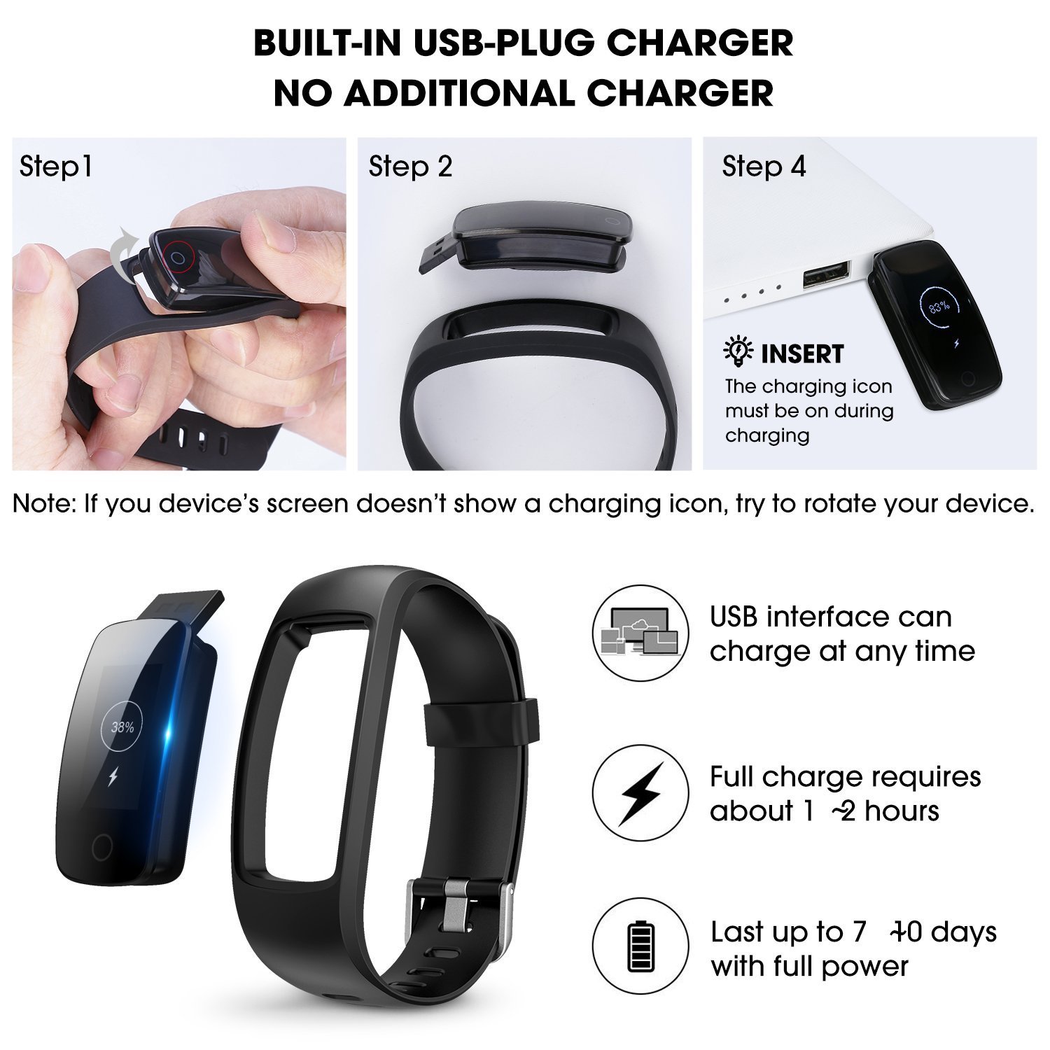 Chianruey Fitness Armband mit Herzfrequenz-Fitness Tracker Pulsuhr Aktivitätstracker mit Schlafüberwachung,Wasserdicht Bluetooth Fitness Armbanduhr mit Schrittzähler Kalorienzähler F¨¹r Damen/Herren