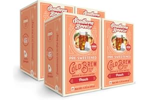 Southern Breeze Cold Brew Sweet Tea Peach Iced Tea with Black Tea and Zero Carbs Zero Sugar, 20 Individually Wrapped Tea Bags, Pack of 4