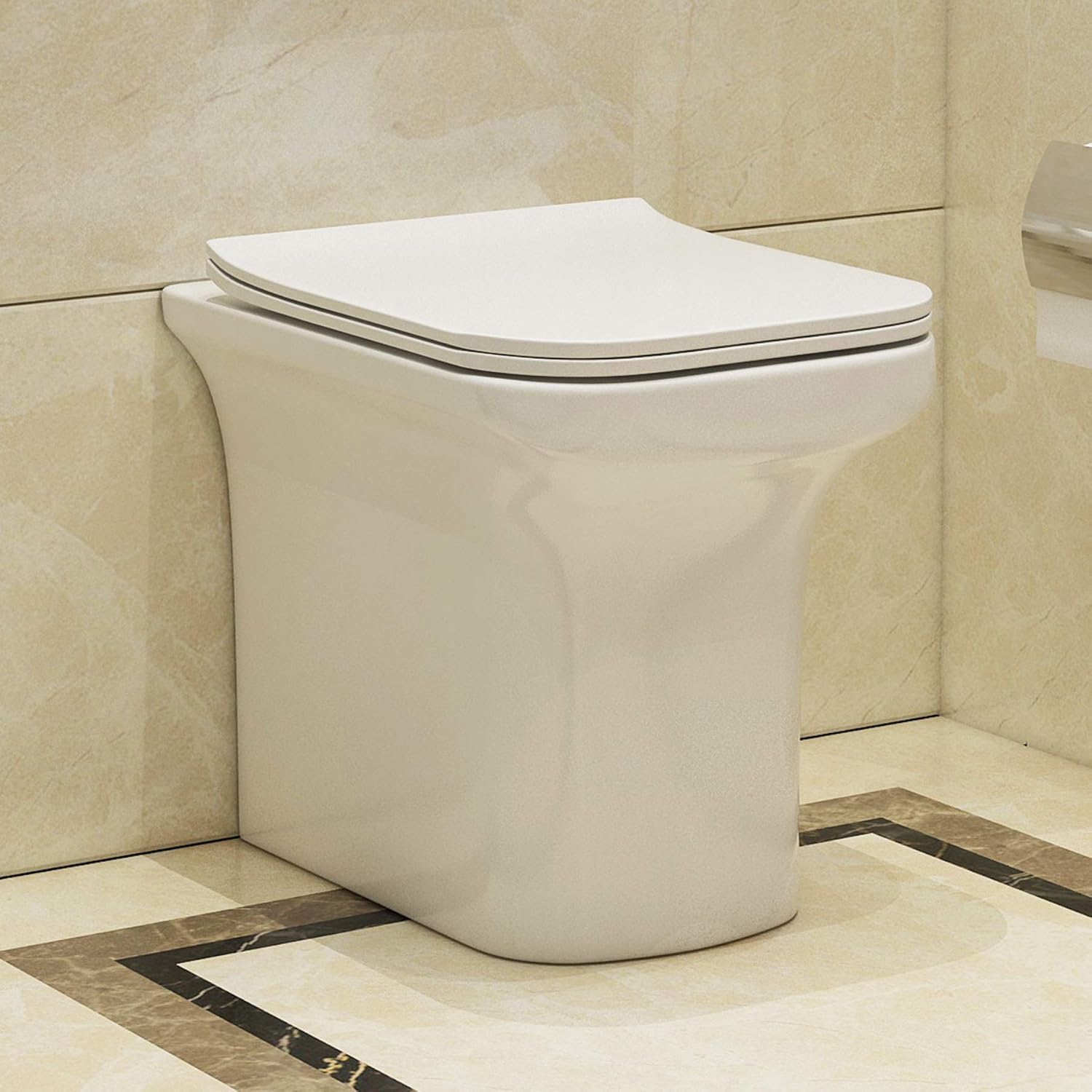 Bathroom Rimless Back to Wall Toilet Short Projection Square Pan with