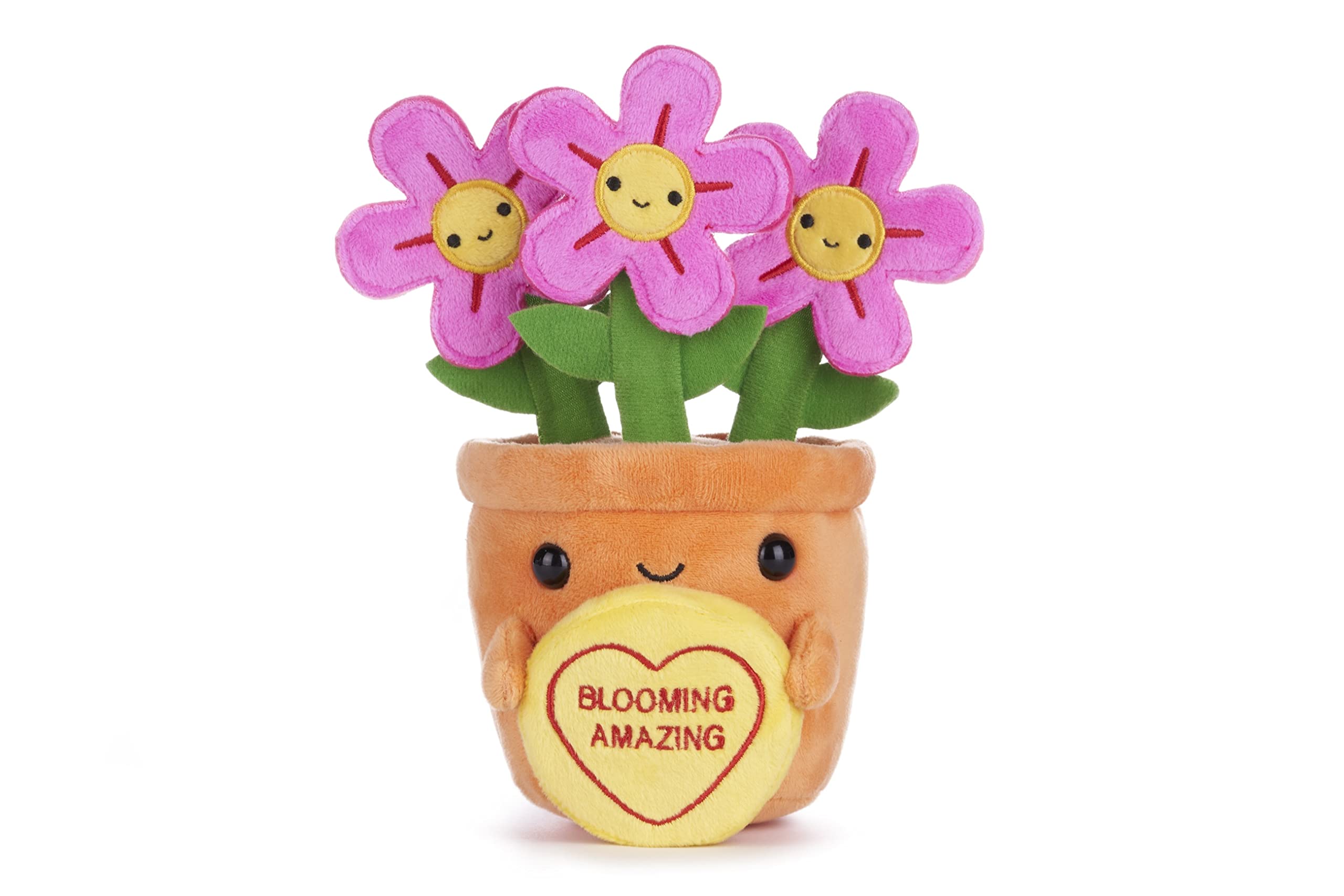 Swizzels Love Hearts 18CM (7-inch) Felicity Flowerpot Blooming Amazing Plush Soft Toy, 38012, Yellow,orange,pink