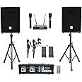 Rockville RPG2X10 Powered Bluetooth Mixer+(2) 10" Speakers+Stands+Wireless Mics