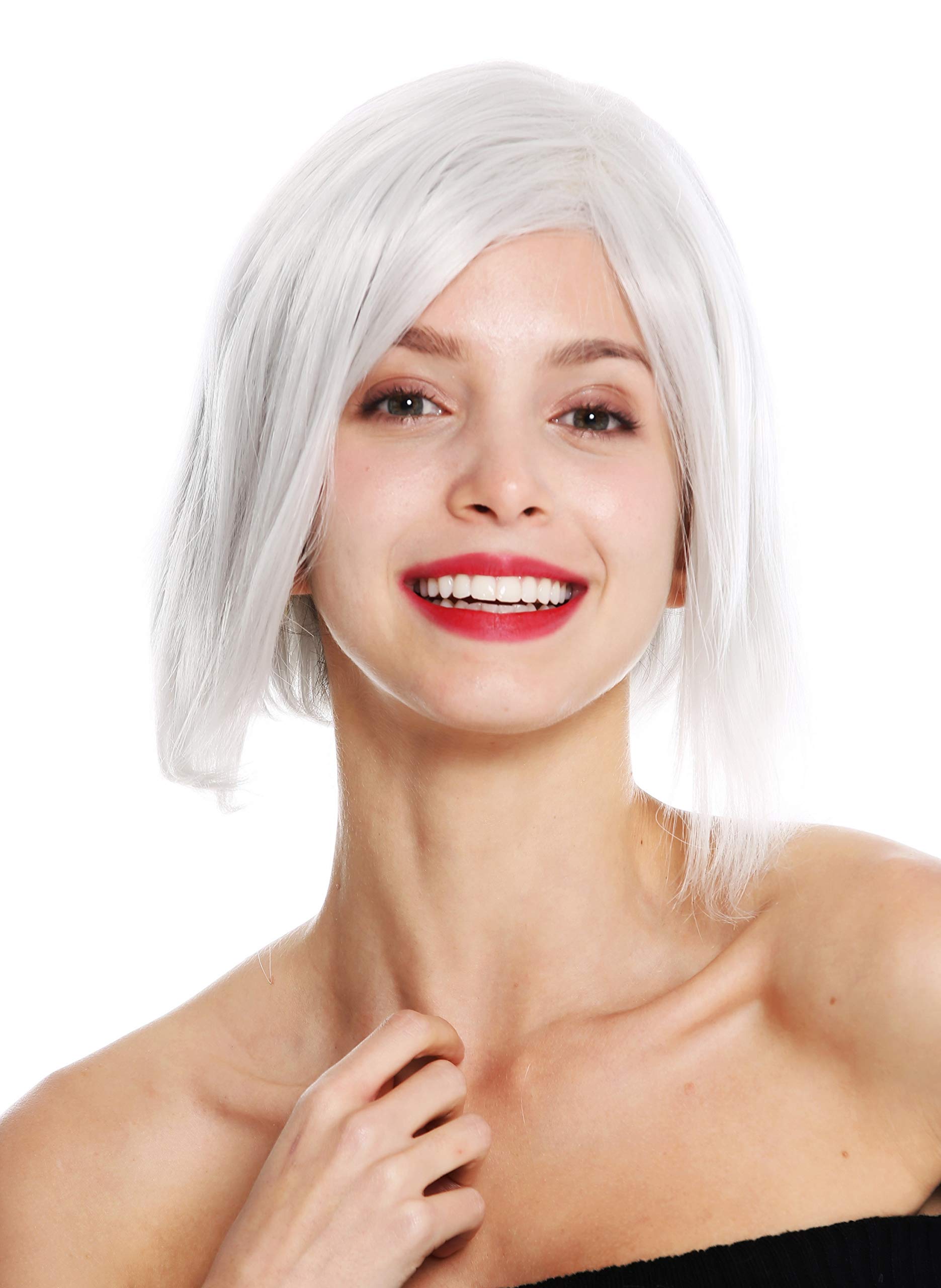 WIG ME UP - GFW3126A-1001A women's quality wig bob cosplay short sleek parting whiteish grey