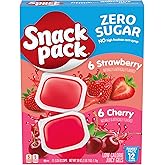 Snack Pack Zero Sugar Strawberry &amp; Cherry Juicy Gels Cups, 3.25 oz., 12-ct | Made with real fruit juice; 0g added sugar; 5 calories per cup; great for office snacks, lunchbox school snacks &amp; dessert