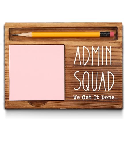 Administrative Assistant Gift – Wooden Sticky Note Holder With Pen Slot, 'Miracle Worker' Desk Decor For Office