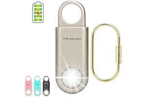 MOSAIC ALARM 130dB Personal Safety Alarm Rechargeable Strobe Light Loud Sound Keychain Siren SOS for Women, College Student, Night Runner, Hiking. Bear Alarm Deterrent. Emergency Self Defense Carabiner Alerts.Gold