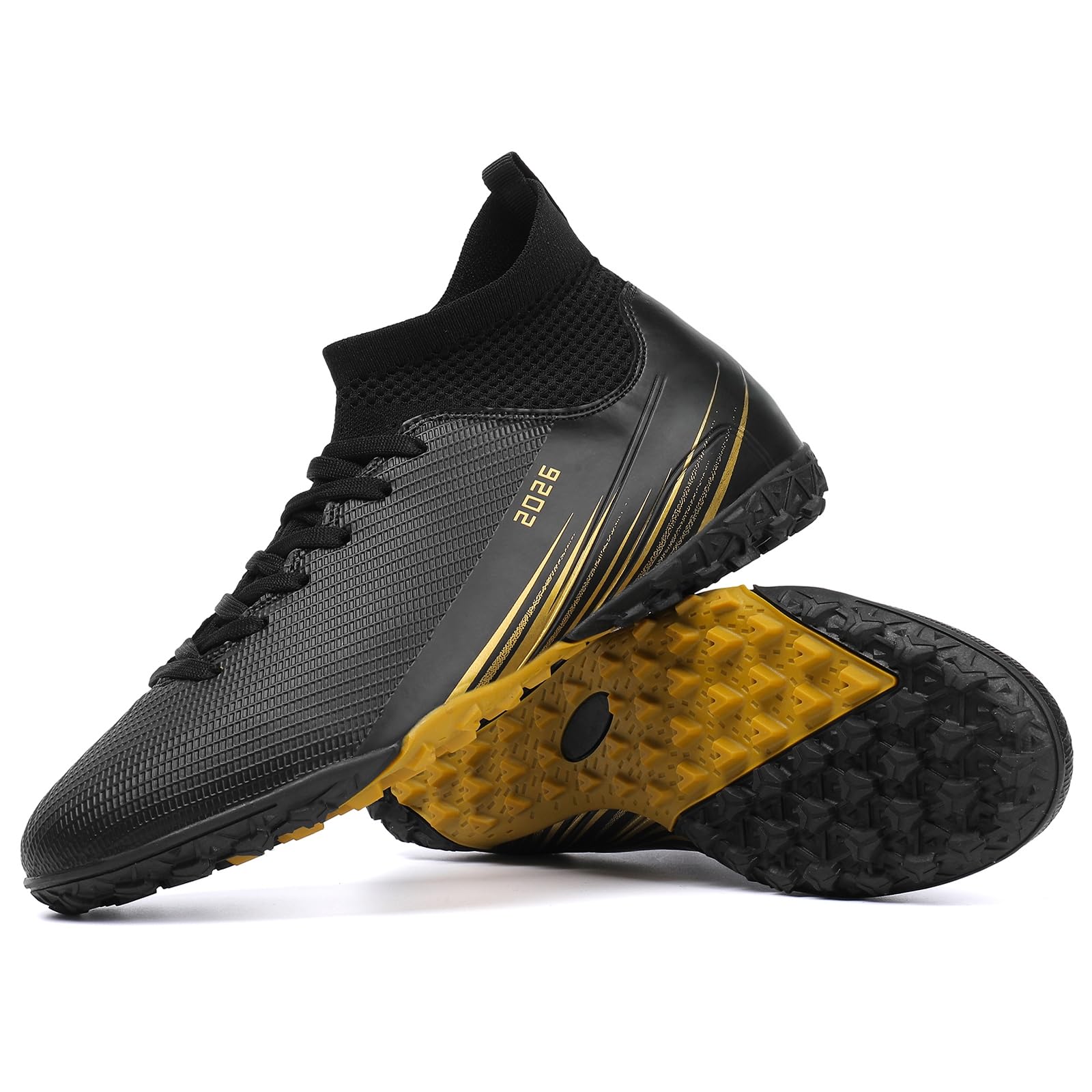 Photo 1 of Biayvisas Soccer Cleats for Mens Womens Turf Soccer Shoes Indoor Footall Cleats High Ankle TF AG FG Football Boots Wide Training Sneaker (USW_2501 HEI TF_42)
