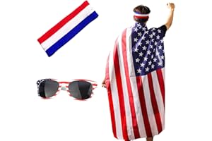 hhdatc American 4th of July Flag Costume Cape Dress Suit,Statue of Liberty Costume Memorial day labour day 80's USA Suit