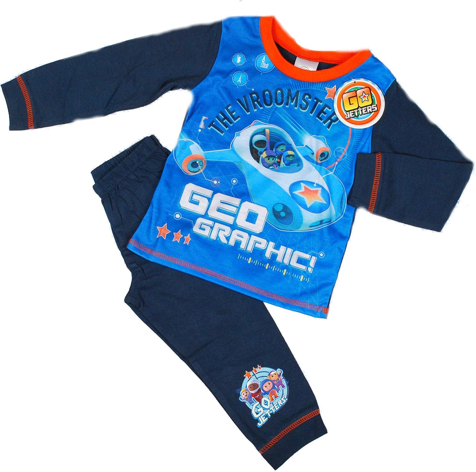BOY'S GO JETTERS PYJAMAS SET, NAVY, SIZE 18-24, 2-3, 3-4 & 4-5 YEARS (2-3 YEARS)