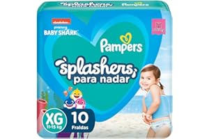 Fralda Pampers Splashers Para Nadar Baby Shark Tamanho XG 10 Unidades