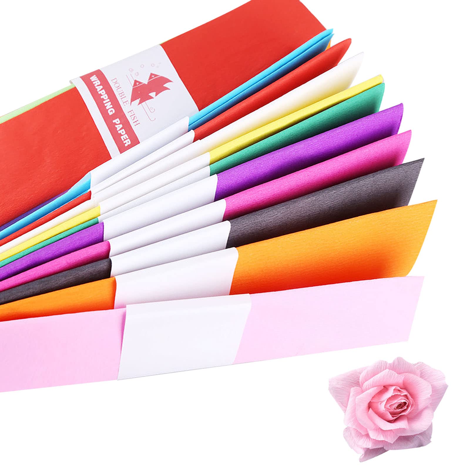 Crepe Paper, 10 Colors Packing Crepe Paper Rolls, 50X100CM Florist for Crepe Flowers Gift Wrapping Floral Artwork Malleable High Elasticity (10 Sheets)