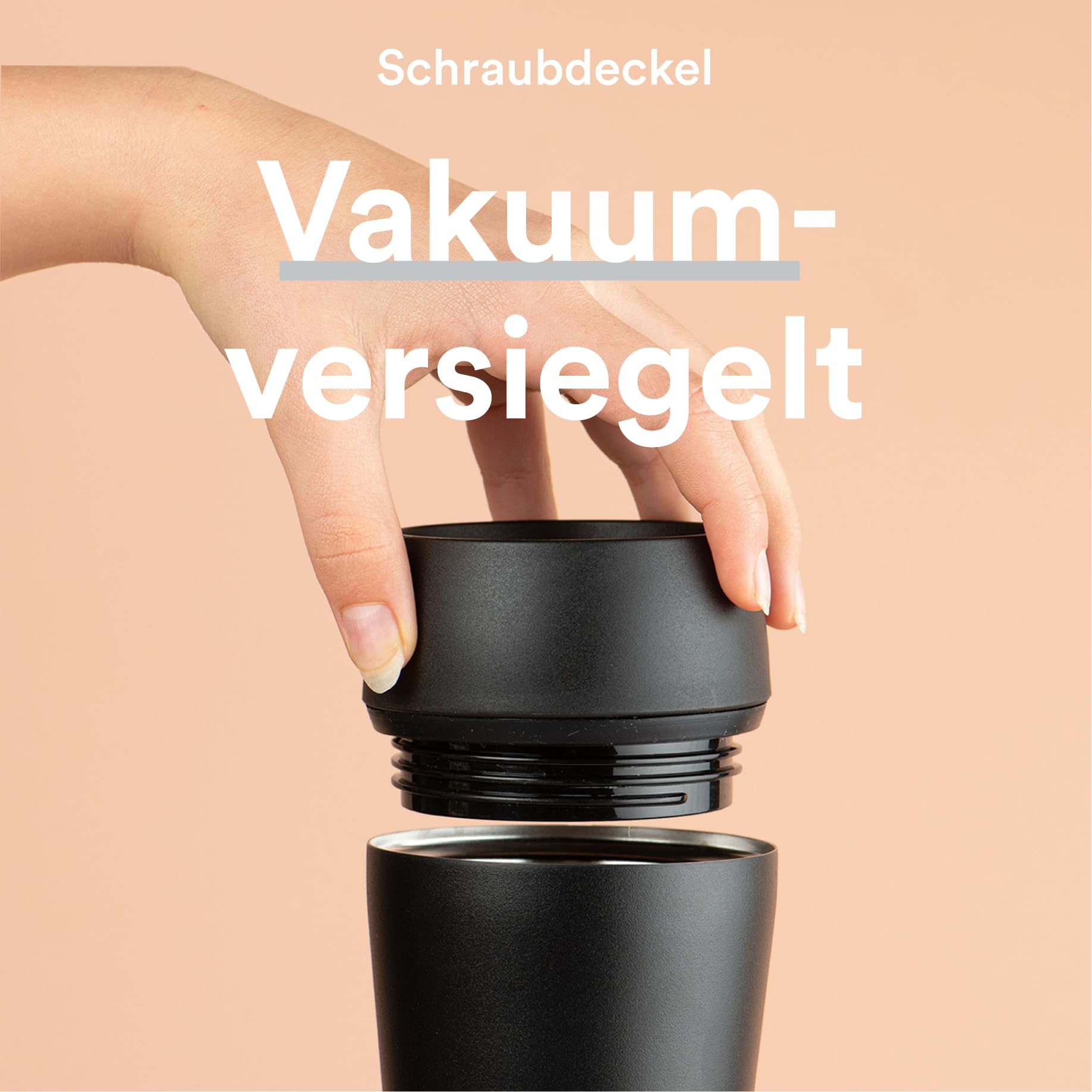 Moon 360° Thermobecher, Kaffeebecher to go thermo, Travel Mug 300ml, Coffee to go becher, Isolierbecher auslaufsicher - BPA-freie, Doppelwandiger Edelstahl, 100% dicht, 360°-Trinköffnung, Schwarz 5