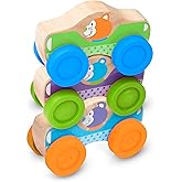 Melissa & Doug First Play Wooden Animal Stacking Cars (3 pcs)
