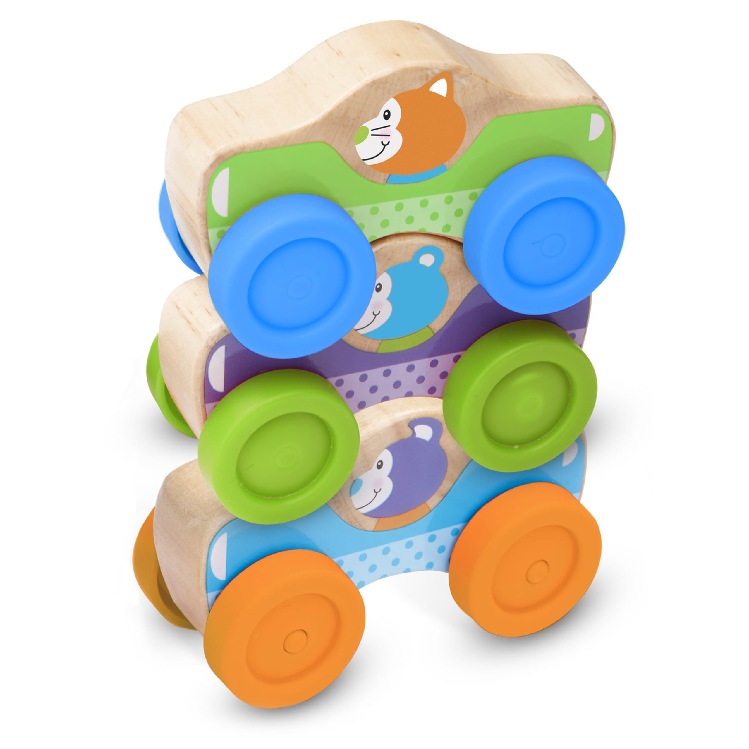 Photo 1 of Melissa & Doug First Play Wooden Animal Stacking Cars (3 pcs)