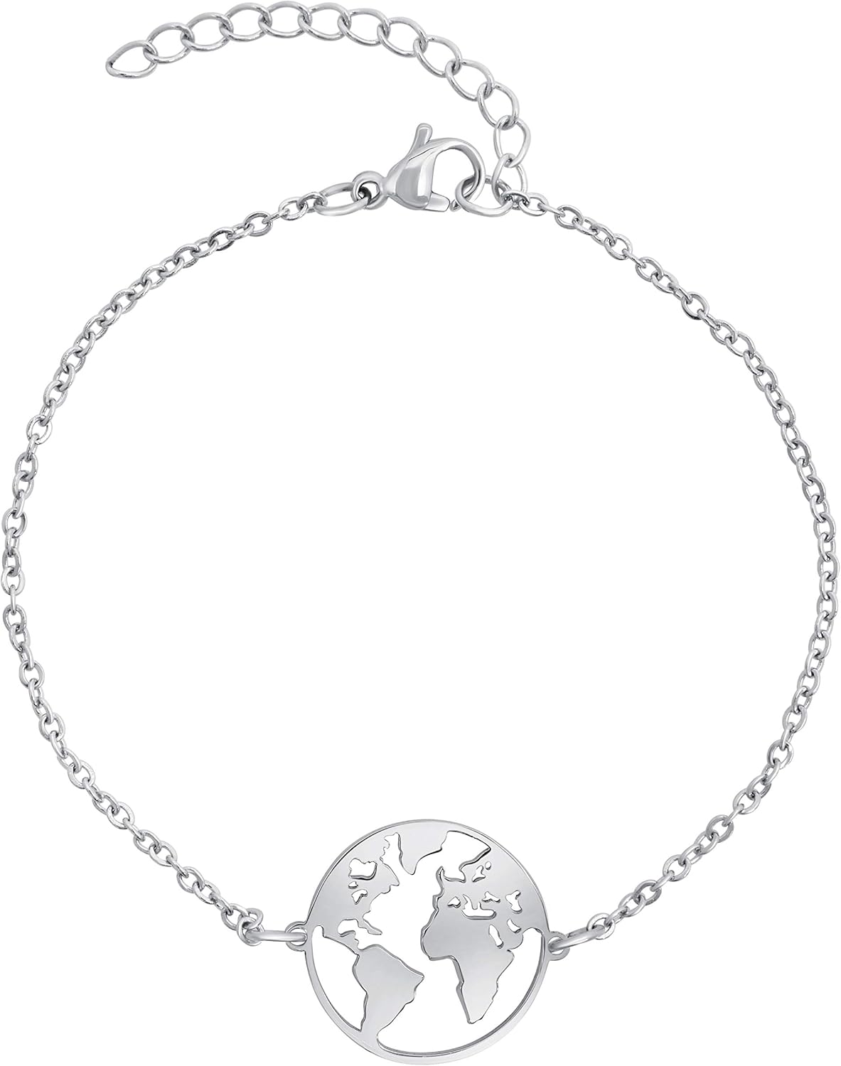 Nuoli® Bracelet World Globe (Various Colours) for Women Silver, 15 centimeters
