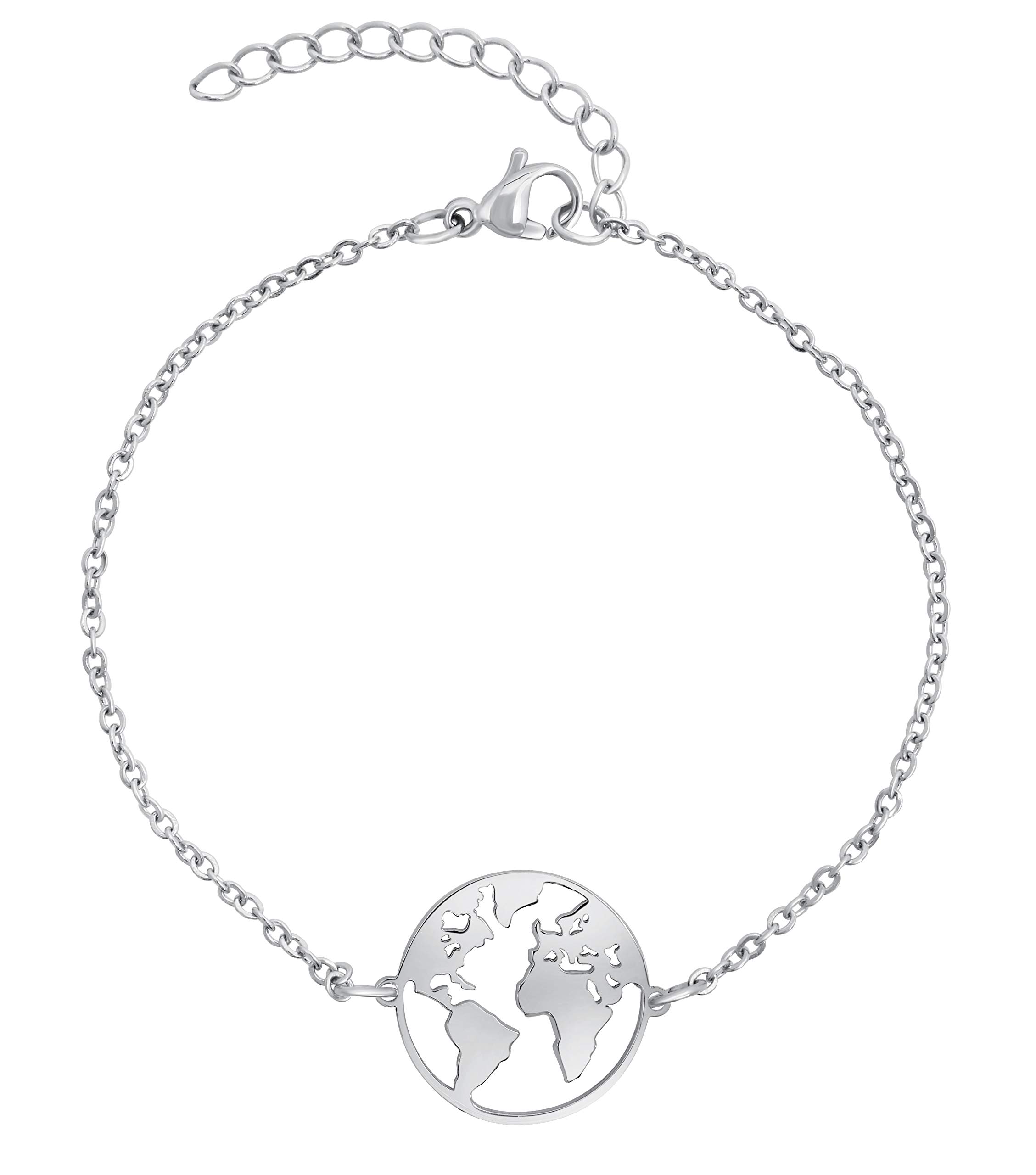 Nuoli® Bracelet World Globe (Various Colours) for Women Silver