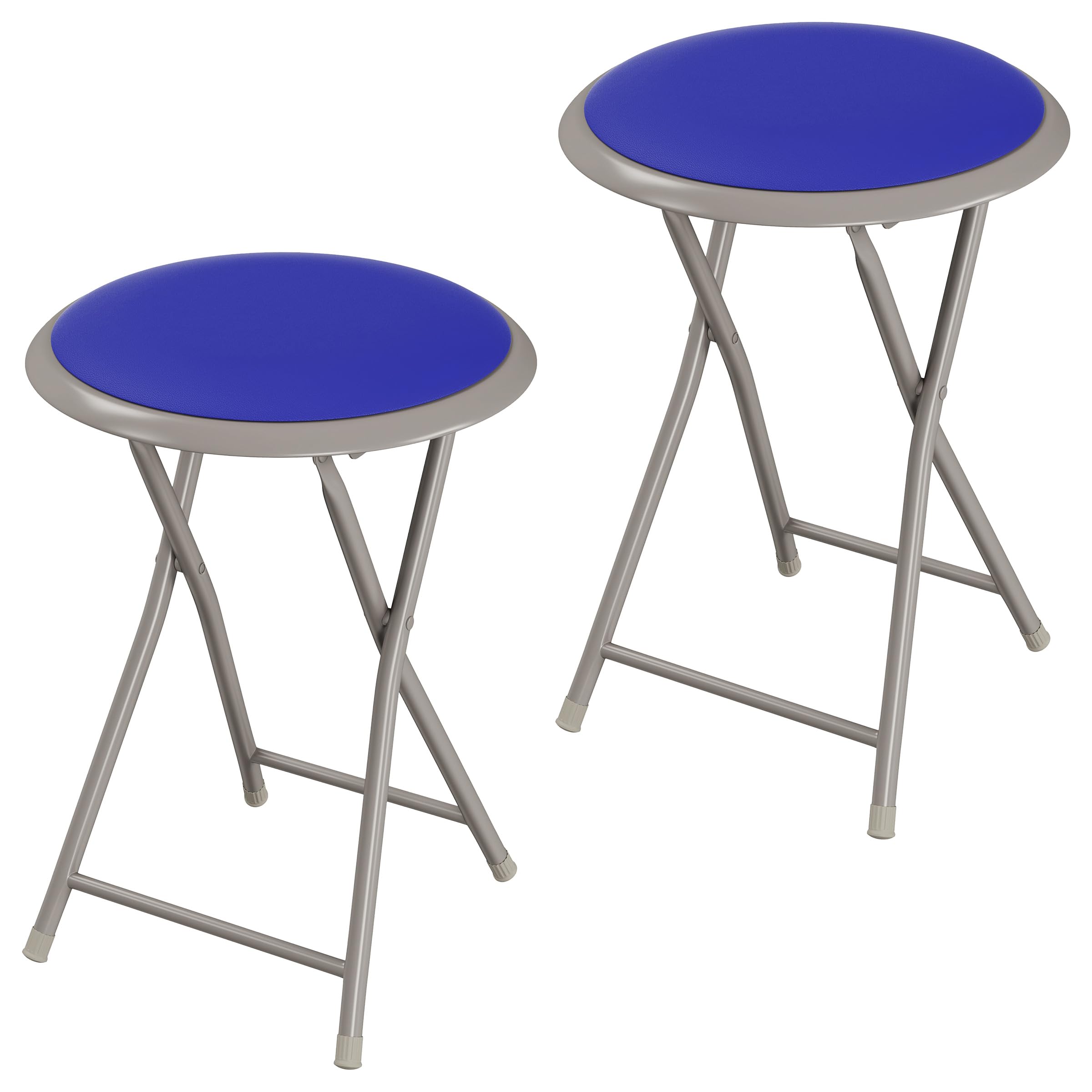 Lavish Home Folding Bar Stool - Set of 2 Heavy-Duty 18-Inch Stool - 225lb Capacity and Padded Seats for Dorm, Recreation or Game Room (Blue) Image