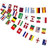 AhfuLife World String Flag Banner, 32 Countries International Flags Banner Double Sided Polyester for 2026 World Cup Olympic 
