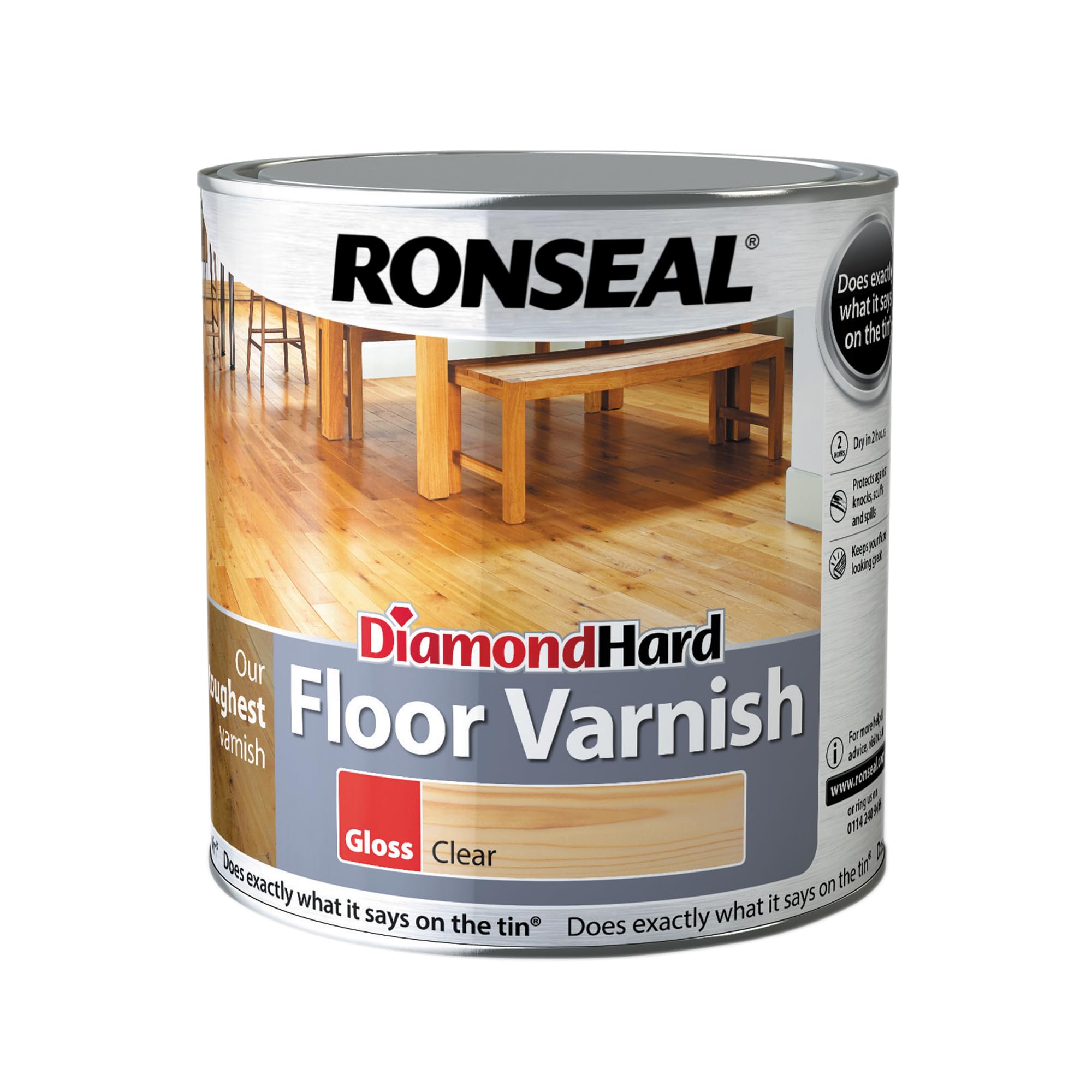 Ronseal Diamond Hard Floor Varnish Clear Gloss 2.5L
