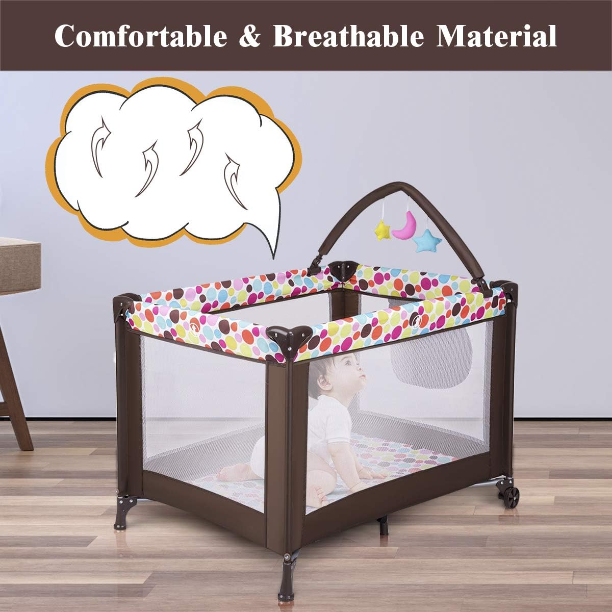 gymax foldable baby playpen