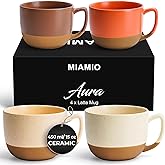 MIAMIO – 15 Ounce, Set of 4 Ceramic Latte Mug – Elegant Modern Coffee Mug Set for Cafe, Latte, Tea, Hot Cocoa - Drinks Dishwasher & Microwave Safe – Aura Collection (Cozy Neutral, Coffee Mug(4x))
