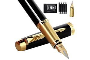 Zalantan Fountain Pen,luxury pens Fine point smooth writing pens for journaling fancy pen with Gift Case 8 black ink cartridges an EF Nib an ink converte nice metal pen writer gifts（Black）