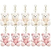 vaxvvik 8 Inch Bear Keychain, Charms for Handbag, Backpack Accessories Pendant, Pink White