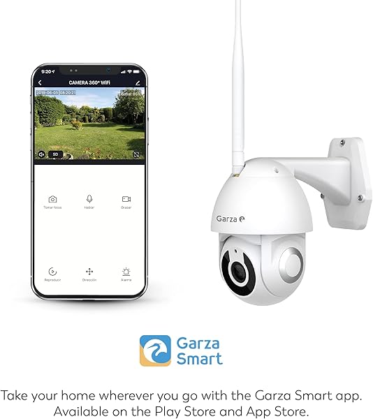 Garza Smarthome   Cmara de vigilancia exterior inteligente Wifi 360 1080P HD IP65 impermeable a lluvia Visin Nocturna Deteccin De Movimiento Audio Bidireccional Control Remoto