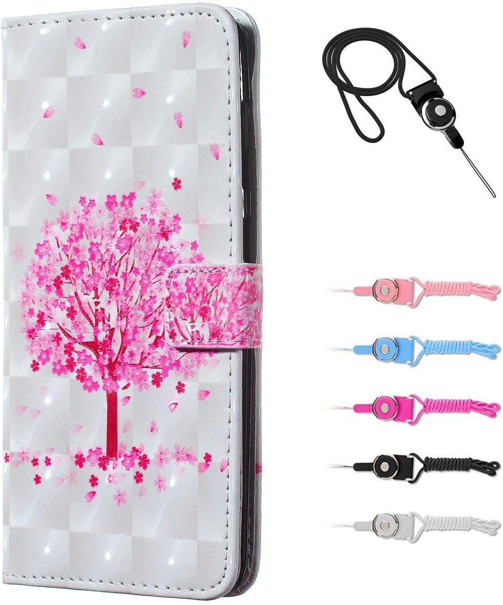 TOYYM Case Compatible with Samsung galaxy A30/A20,3D PU Leather Flip Wallet Case with Card Slots Kickstand Magnetic Closure Full Protection Folio Shockproof Case for Samsung A30/A20-Pink tree
