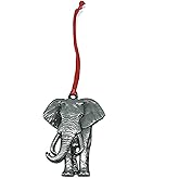 Elephant Christmas Ornament Pewter Charm Decorative Vacation Travel Souvenir Zoo Safari Jungle Animals Theme Decorations